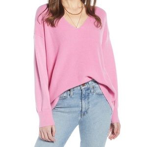 Something Navy Pink Chiffon Slouchy Sweater